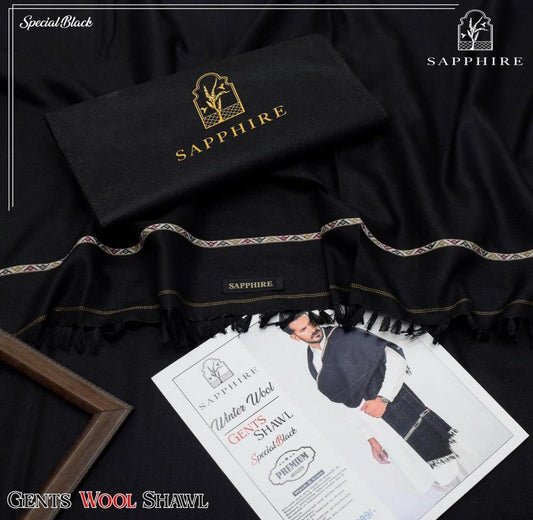 "Black Wool Plain Shawl For Men's✨️