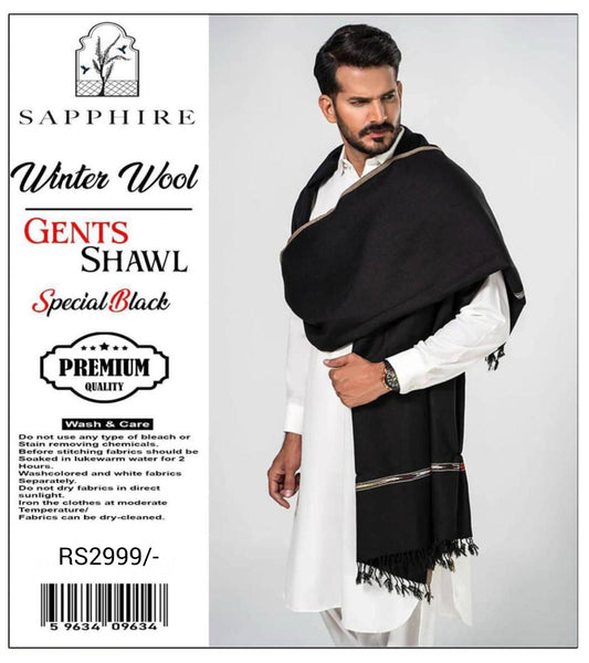 "Black Wool Plain Shawl For Men's✨️