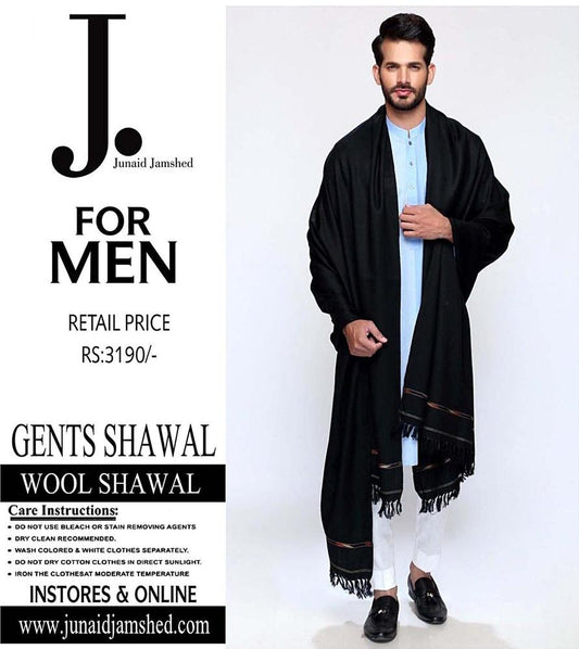 *Black Men's Wool Plain Shawl✨️