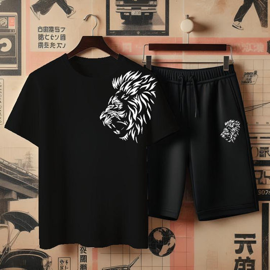 *Men's Stylish Printed T-Shirt & Shorts Tracksuit 2pcs